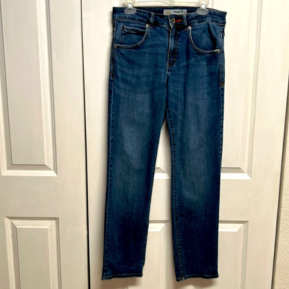 Lee Dark Blue Denim 5 Pocket Jeans Straight Leg Size 32